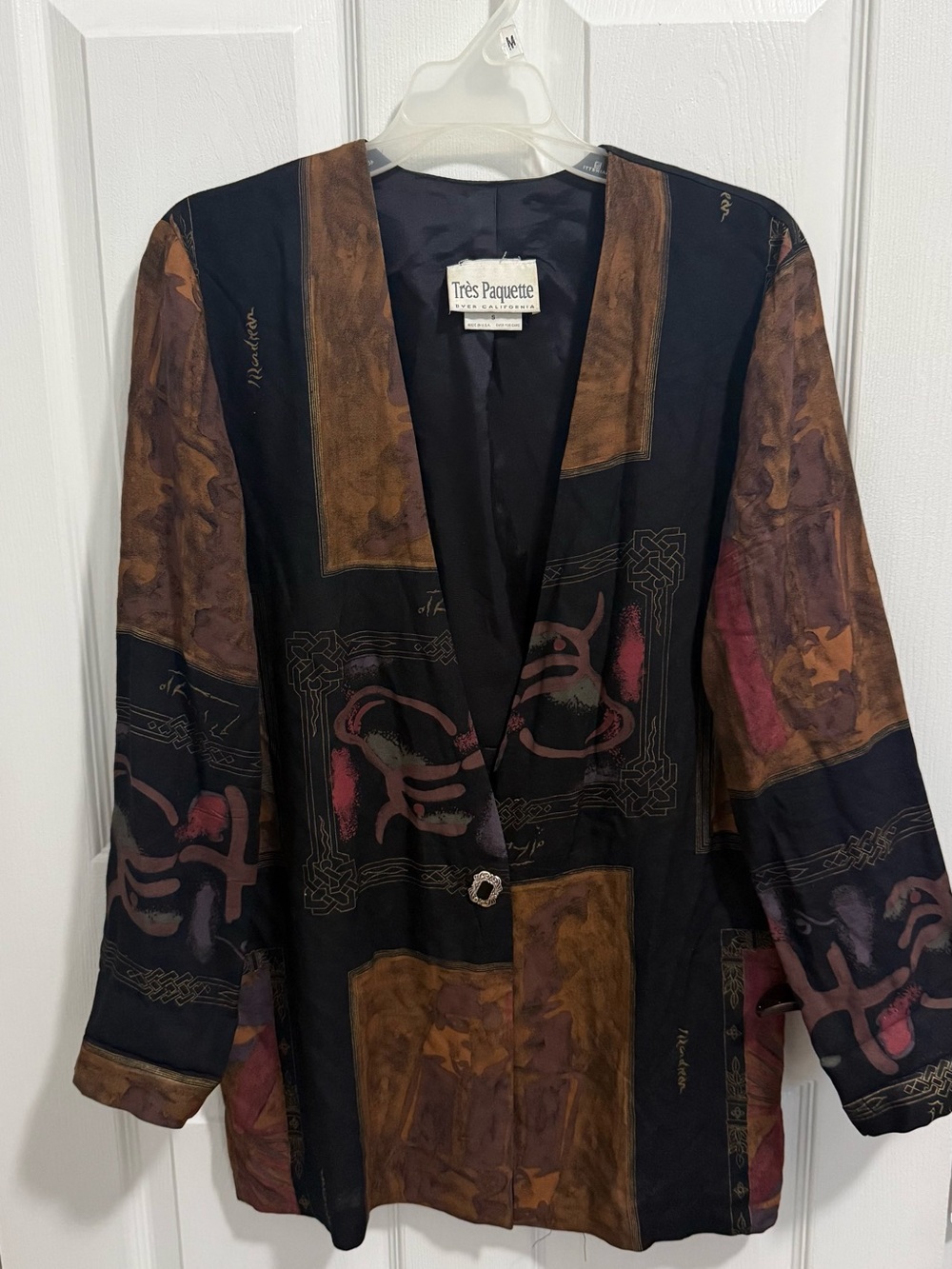 Vintage tTrés Paquette Women’s Black/Brown Button Lined Jacket Size S 77-055